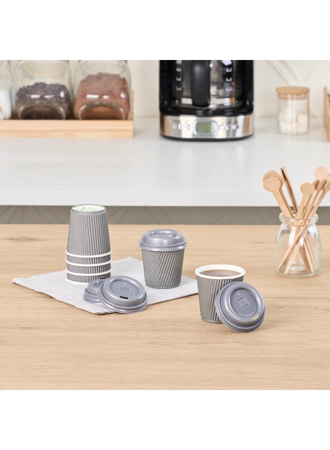 Restaurantware أغطية أكواب القهوة فقط لأكواب 4 أونصات 500 عبوة من أغطية أكواب القهوة ذات اللون الرمادي القصديري القابلة للتصرف، أغطية مشروبات بلاستيكية مقاومة للتسرب مع فتحة مرتفعة لتدفق الهواء لمشروبات اللاتيه والإسبريسو - Image 3