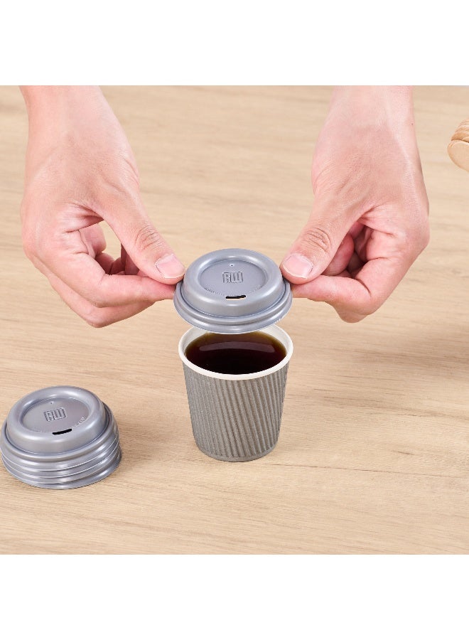 Restaurantware أغطية أكواب القهوة فقط لأكواب 4 أونصات 500 عبوة من أغطية أكواب القهوة ذات اللون الرمادي القصديري القابلة للتصرف، أغطية مشروبات بلاستيكية مقاومة للتسرب مع فتحة مرتفعة لتدفق الهواء لمشروبات اللاتيه والإسبريسو - Image 5