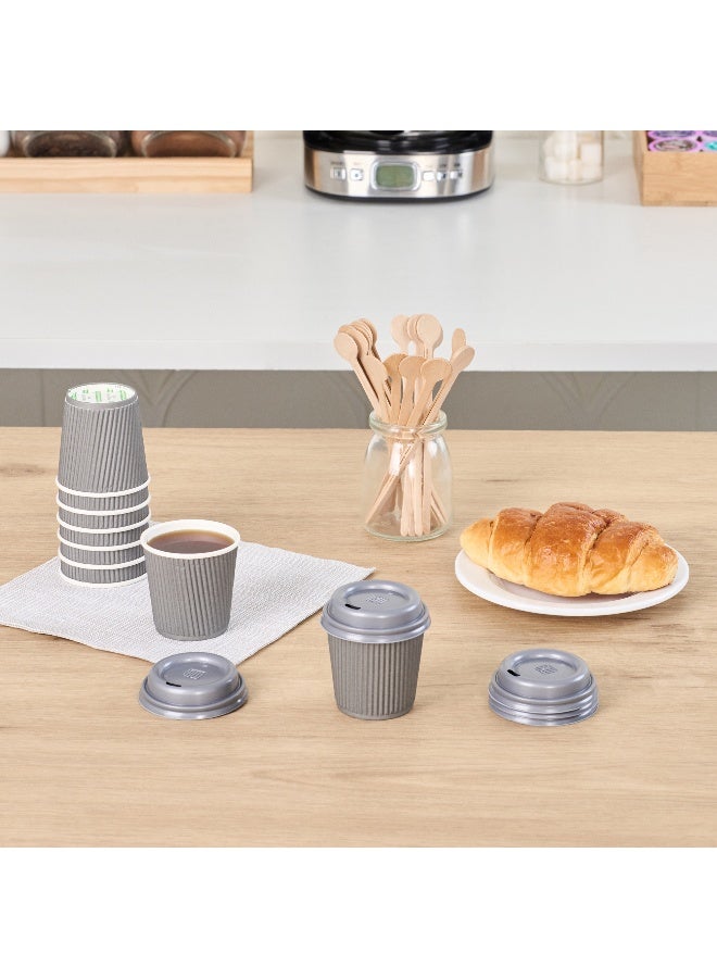 Restaurantware أغطية أكواب القهوة فقط لأكواب 4 أونصات 500 عبوة من أغطية أكواب القهوة ذات اللون الرمادي القصديري القابلة للتصرف، أغطية مشروبات بلاستيكية مقاومة للتسرب مع فتحة مرتفعة لتدفق الهواء لمشروبات اللاتيه والإسبريسو - Image 4