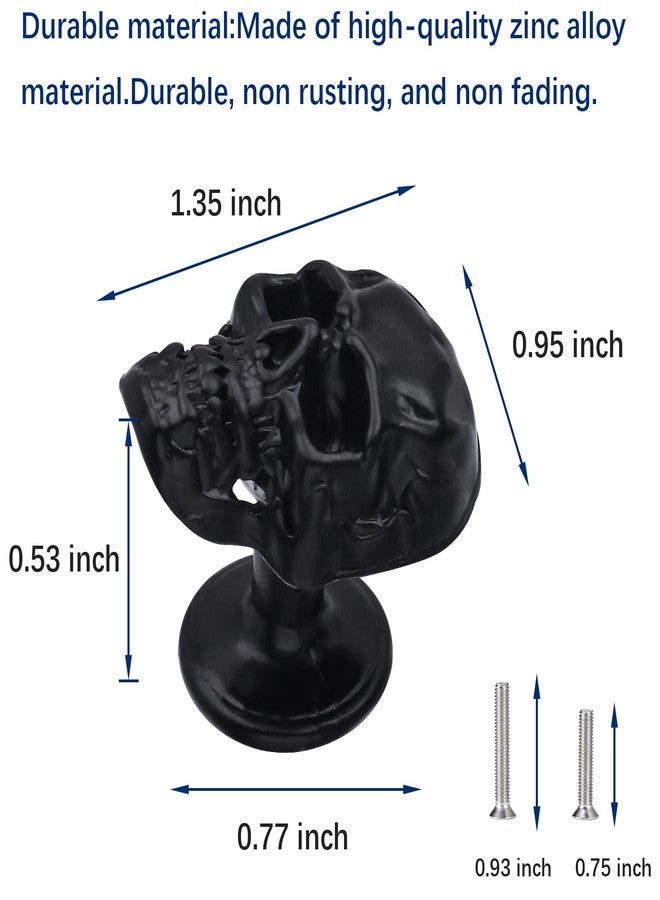 FANYUN 4 Pack Skull Skeleton Cabinets Knobs, Single Hole Pull Handle for Drawer Wardrobes Bookcases Dresser Closets Hardware Furniture Decoration (Black) - Image 2