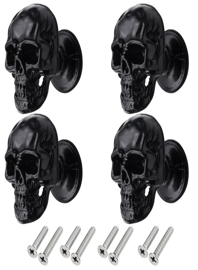 FANYUN 4 Pack Skull Skeleton Cabinets Knobs, Single Hole Pull Handle for Drawer Wardrobes Bookcases Dresser Closets Hardware Furniture Decoration (Black) - Image 1