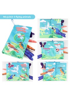 Generic Baby's Sea, Land And Air Tail Cloth Book Ocean Forest Flying Animal Palm Book Early Education Toy With Ringing Paper-Color:Chinese And English 4 Pages 8 Sides Flying Animal Tail Cloth Book 38g Volume 50g  - Image 1
