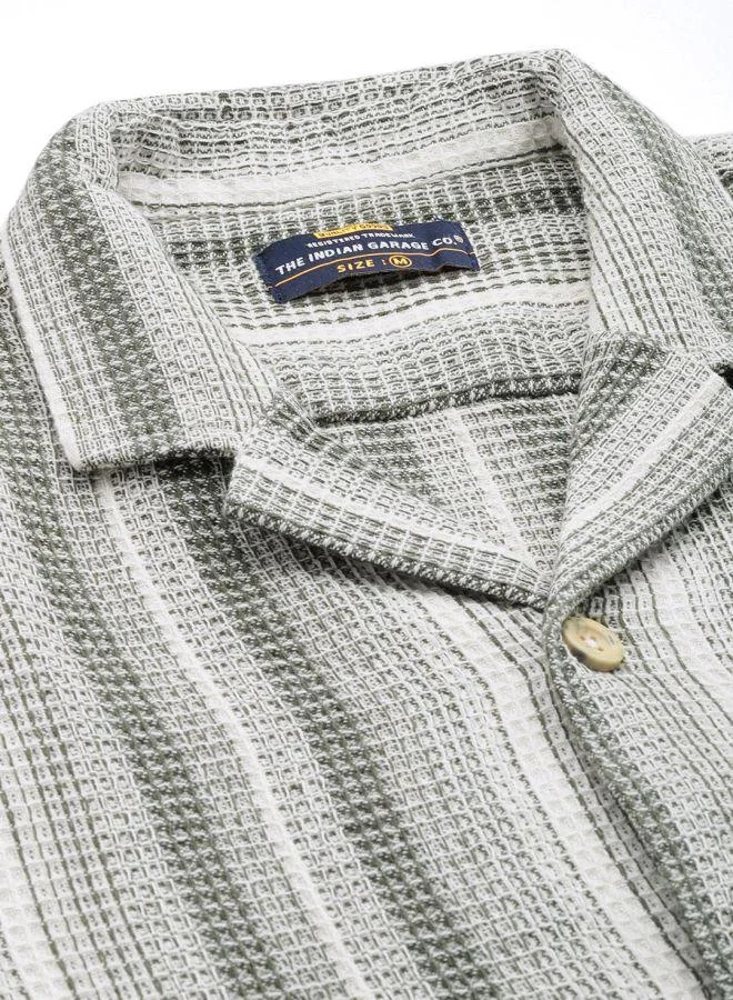 The Indian Garage Co The Indian Garage Co Men Striped Resort Collar Shirt