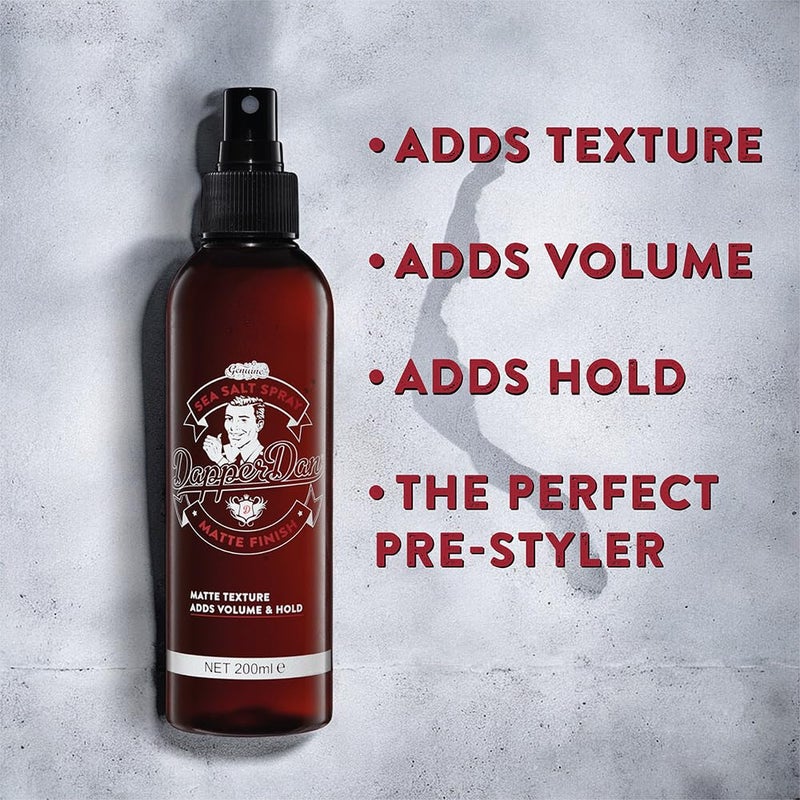 Dapper Dan بخاخ ملح البحر دابر دان، بخاخ ملح البحر لتنسيق الشعر للرجال لتسريحات الشعر المتموجة والفوضوية، لمسة غير لامعة وملمس، رائحة خشب الصندل، 1 × 200 مل - Image 3
