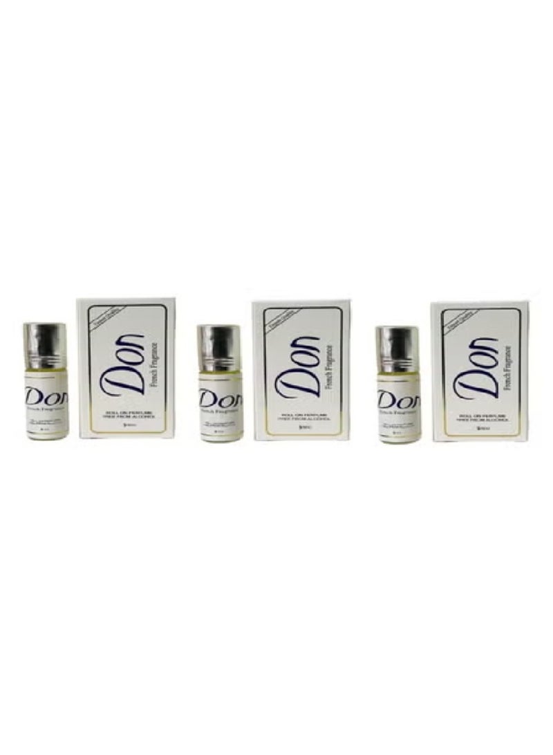 3 حبه عطر دون مركز رول اون برفيوم خالي من الكحول - 2.5x3 مل