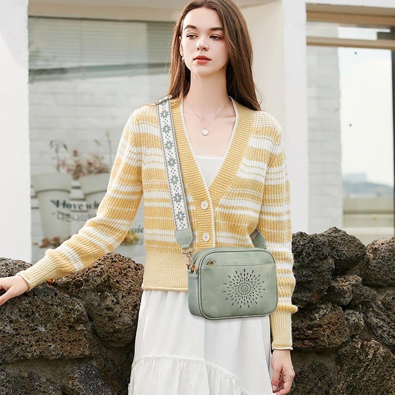 APHISON Crossbody Bags for Women Trendy,Vegan Leather Small Crossbody Purses Shoulder Handbags with Adjustable Strap Green - Image 2