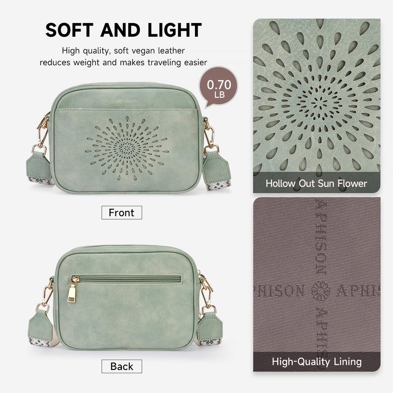 APHISON Crossbody Bags for Women Trendy,Vegan Leather Small Crossbody Purses Shoulder Handbags with Adjustable Strap Green - Image 5
