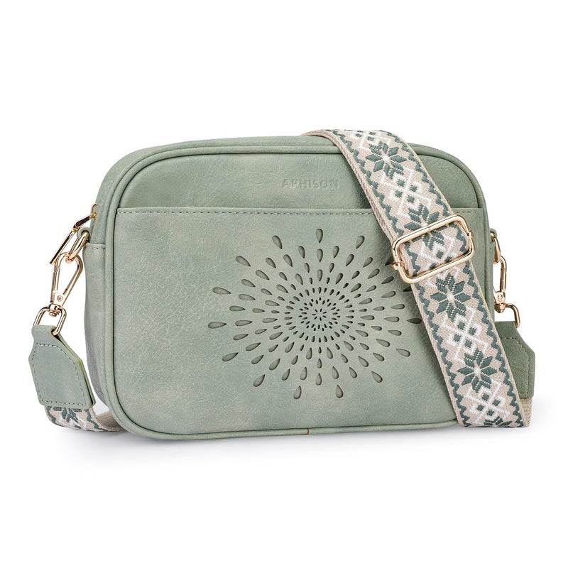 APHISON Crossbody Bags for Women Trendy,Vegan Leather Small Crossbody Purses Shoulder Handbags with Adjustable Strap Green - Image 1