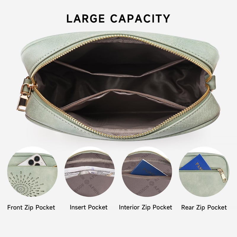 APHISON Crossbody Bags for Women Trendy,Vegan Leather Small Crossbody Purses Shoulder Handbags with Adjustable Strap Green - Image 3