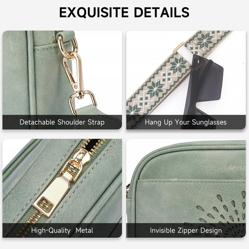 APHISON Crossbody Bags for Women Trendy,Vegan Leather Small Crossbody Purses Shoulder Handbags with Adjustable Strap Green - Image 4