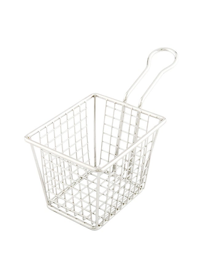 Restaurantware سلة قلي 6.5 × 3.2 بوصة، سلة قلي صغيرة مربعة - شبكة وافل، مع مقبض، سلة قلي من الفولاذ المقاوم للصدأ الفضي، مناسبة للطعام، لتندرز، روبيان مقلي، وأكثر - Image 1