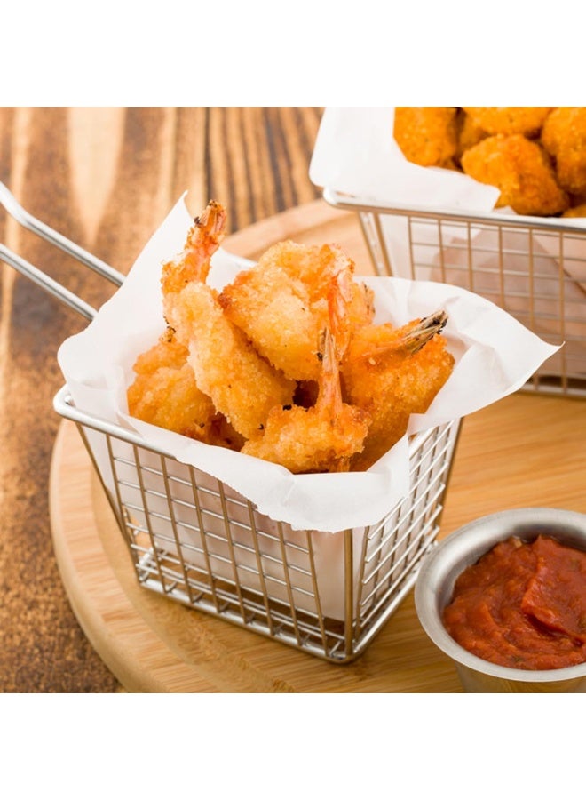 Restaurantware سلة قلي 6.5 × 3.2 بوصة، سلة قلي صغيرة مربعة - شبكة وافل، مع مقبض، سلة قلي من الفولاذ المقاوم للصدأ الفضي، مناسبة للطعام، لتندرز، روبيان مقلي، وأكثر - Image 3