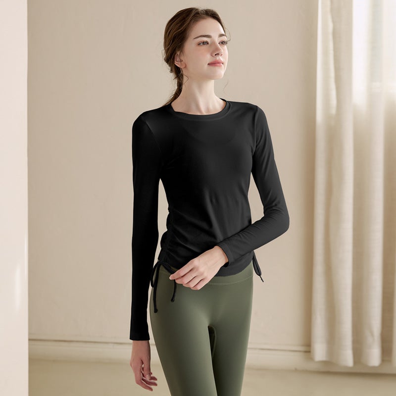Generic Womens Long Sleeve Yoga Top Slim Fit Pilates Shirt Black