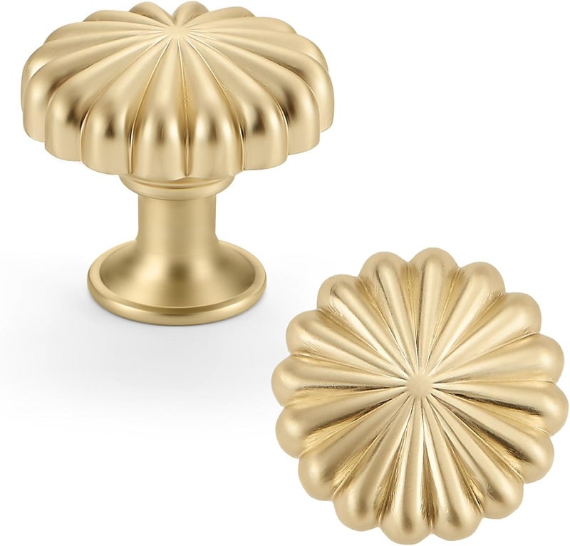 FAPUAL 20 Pack Gold Cabinet Knobs for Kitchen Cabinets and Dresser Drawers，Zinc Alloy Brushed Brass Hardware Handles Pulls，Vintage Cupboard Drawer Knob - Image 1