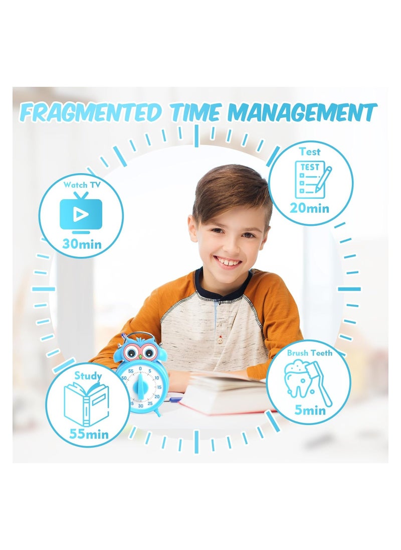 SYOSI - Kitchen Timer, 55-Minute Countdown Timer, Classroom Visual Timer for Kids and Adults, Durable Mechanical Kitchen Timer Clock - NO Batteries Required - Timer in The Shape of Alarm Clock (Owl) - Image 1