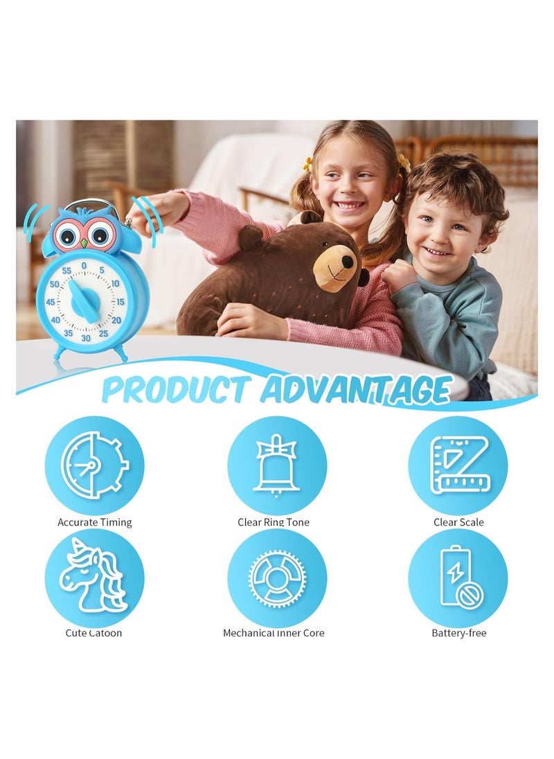 SYOSI - Kitchen Timer, 55-Minute Countdown Timer, Classroom Visual Timer for Kids and Adults, Durable Mechanical Kitchen Timer Clock - NO Batteries Required - Timer in The Shape of Alarm Clock (Owl) - Image 1