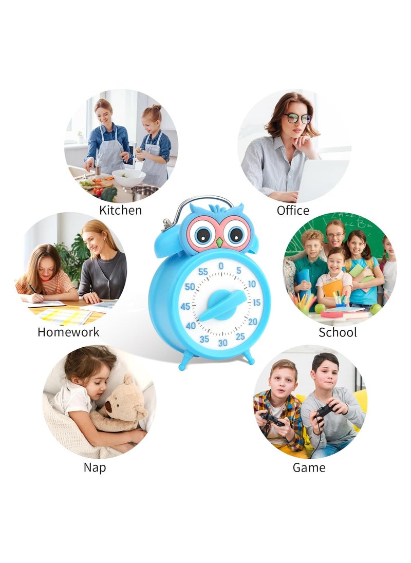 SYOSI - Kitchen Timer, 55-Minute Countdown Timer, Classroom Visual Timer for Kids and Adults, Durable Mechanical Kitchen Timer Clock - NO Batteries Required - Timer in The Shape of Alarm Clock (Owl) - Image 1
