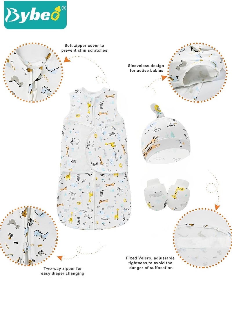 Bybeo 6 PCS Newborn Sleepsack Swaddle Blanket Baby Swaddling Wrap Infant Babies Sleeping Bag with Hat and Anti-grasping Gloves for Boy Girl Soft Cotton Sleep Sack  - Image 4