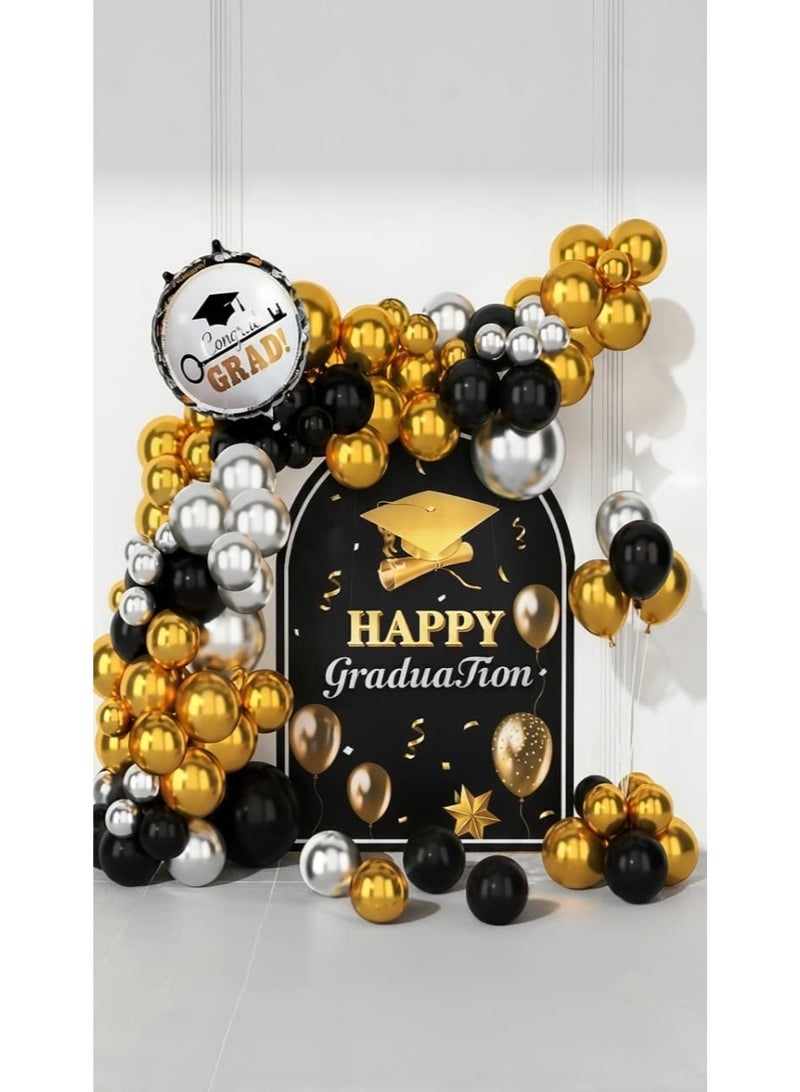 35 Pcs Graduation and Success Party Decoration Set, Includes 30 Balloons Pack, Gold Black and Silver Graduation Balloons Arch Kit, Happy Graduation and Success Backdrop Decor, 30 Count Latex and Foil Graduation Success Balloons, Black and Gold Success Balloons, School and University Success Party Supplies, Congratulations Graduate Success Balloon Kit, Metallic Chrome Party Balloons, Home Graduation and Success Party Decoration, Photo Backdrop Graduation Success Supplies, Class of 2026 Celebration Decor, Premium Graduation and Success Theme Set, Indoor Party Ornaments, Helium Quality Success Balloons, Graduation and Success Event Planning Accessories, Total 35 Pieces Graduation Success Party Pack. - Image 1