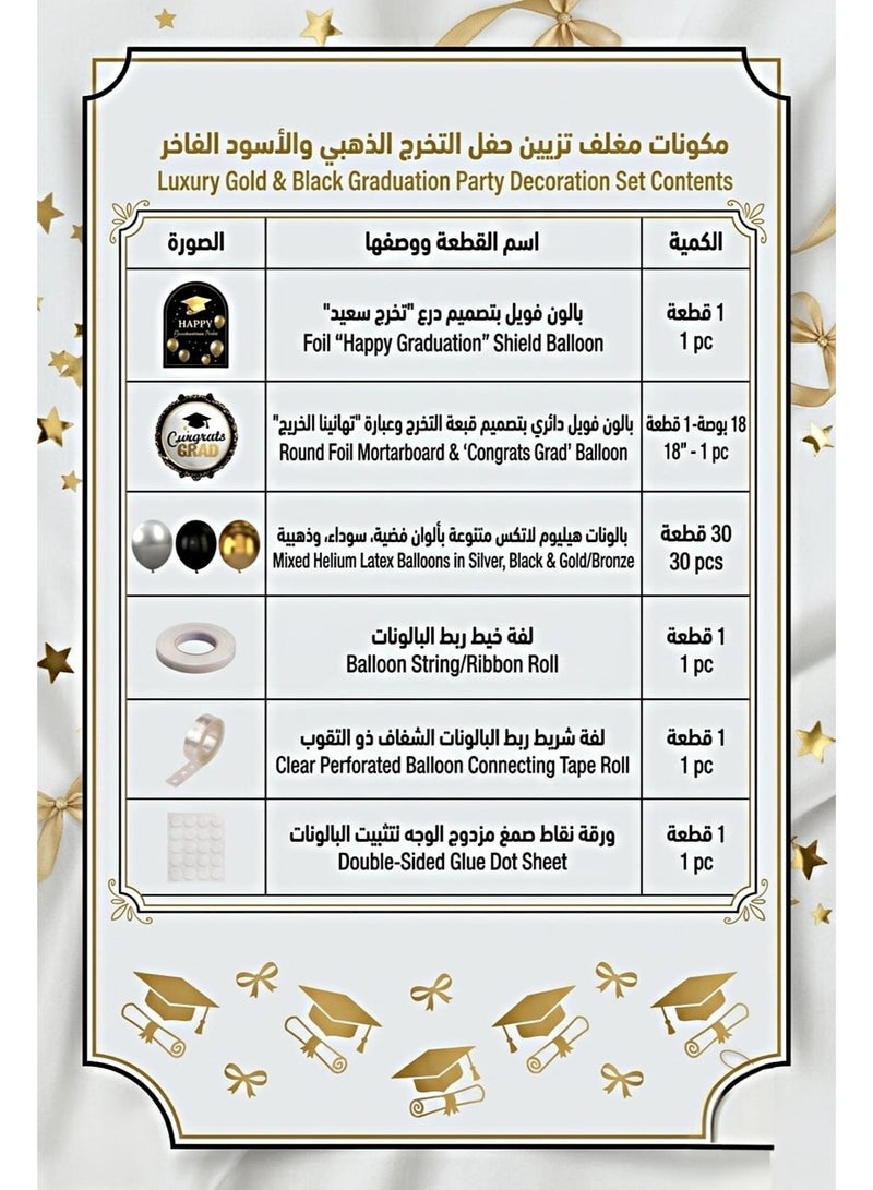 35 Pcs Graduation and Success Party Decoration Set, Includes 30 Balloons Pack, Gold Black and Silver Graduation Balloons Arch Kit, Happy Graduation and Success Backdrop Decor, 30 Count Latex and Foil Graduation Success Balloons, Black and Gold Success Balloons, School and University Success Party Supplies, Congratulations Graduate Success Balloon Kit, Metallic Chrome Party Balloons, Home Graduation and Success Party Decoration, Photo Backdrop Graduation Success Supplies, Class of 2026 Celebration Decor, Premium Graduation and Success Theme Set, Indoor Party Ornaments, Helium Quality Success Balloons, Graduation and Success Event Planning Accessories, Total 35 Pieces Graduation Success Party Pack. - Image 3