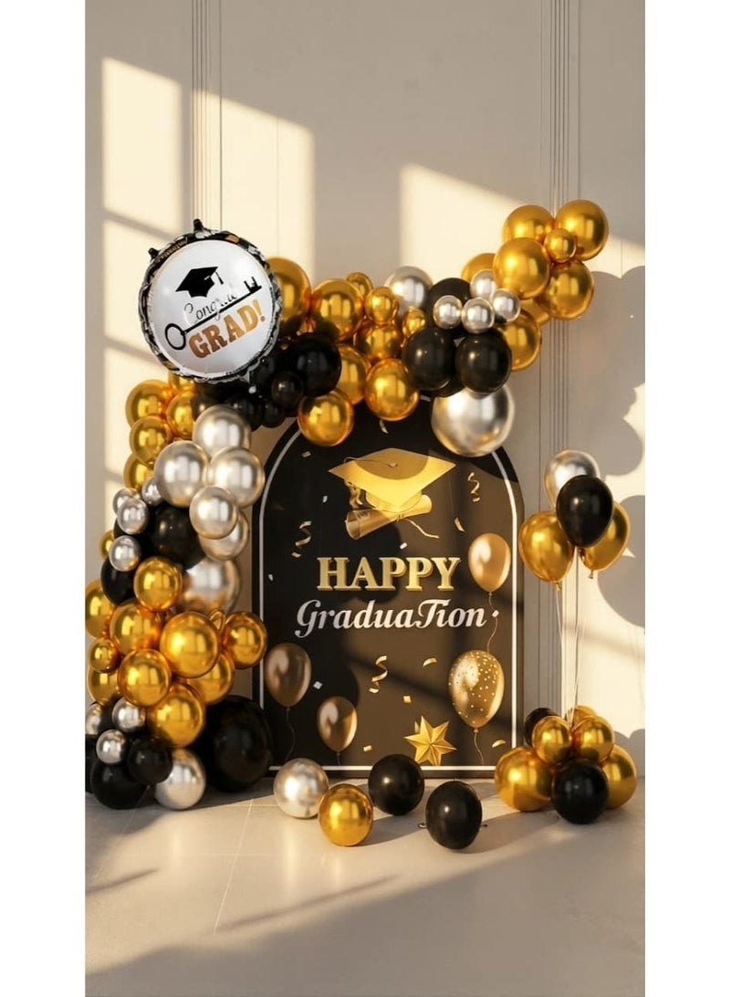 35 Pcs Graduation and Success Party Decoration Set, Includes 30 Balloons Pack, Gold Black and Silver Graduation Balloons Arch Kit, Happy Graduation and Success Backdrop Decor, 30 Count Latex and Foil Graduation Success Balloons, Black and Gold Success Balloons, School and University Success Party Supplies, Congratulations Graduate Success Balloon Kit, Metallic Chrome Party Balloons, Home Graduation and Success Party Decoration, Photo Backdrop Graduation Success Supplies, Class of 2026 Celebration Decor, Premium Graduation and Success Theme Set, Indoor Party Ornaments, Helium Quality Success Balloons, Graduation and Success Event Planning Accessories, Total 35 Pieces Graduation Success Party Pack. - Image 1