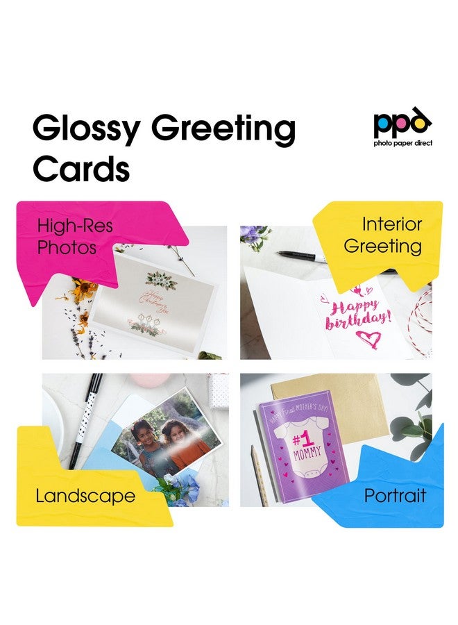 Ppd 50 Inkjet Printable Blank Glossy Greeting Card Paper 64Lbs 240Gsm 10.9Mil 8.5X11 Half Fold To 5.5X8.5 Premium Quality Photographic Print Cardstock Instant Dry And Waterresistant (Ppd5150) - Image 4
