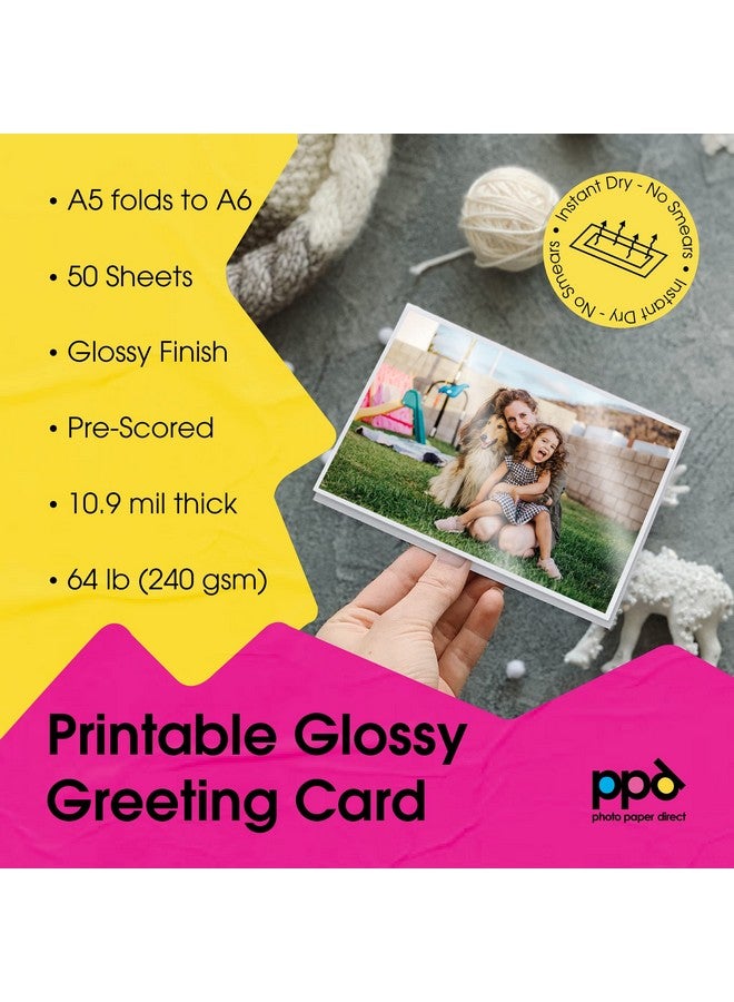 Ppd 50 Inkjet Printable Blank Glossy Greeting Card Paper 64Lbs 240Gsm 10.9Mil 8.5X11 Half Fold To 5.5X8.5 Premium Quality Photographic Print Cardstock Instant Dry And Waterresistant (Ppd5150) - Image 3