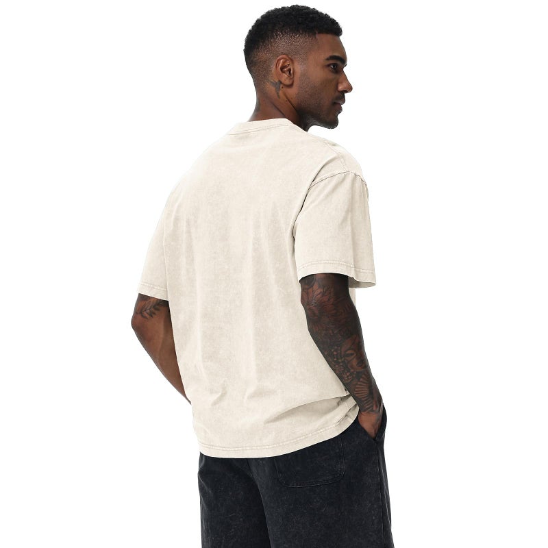 SnowElve 3 Pack Men's Oversized Cotton T-Shirts Loose Fit Vintage Tee Short Sleeve Casual Tshirts Solid Tops(BKAGBG,XL) - Image 5