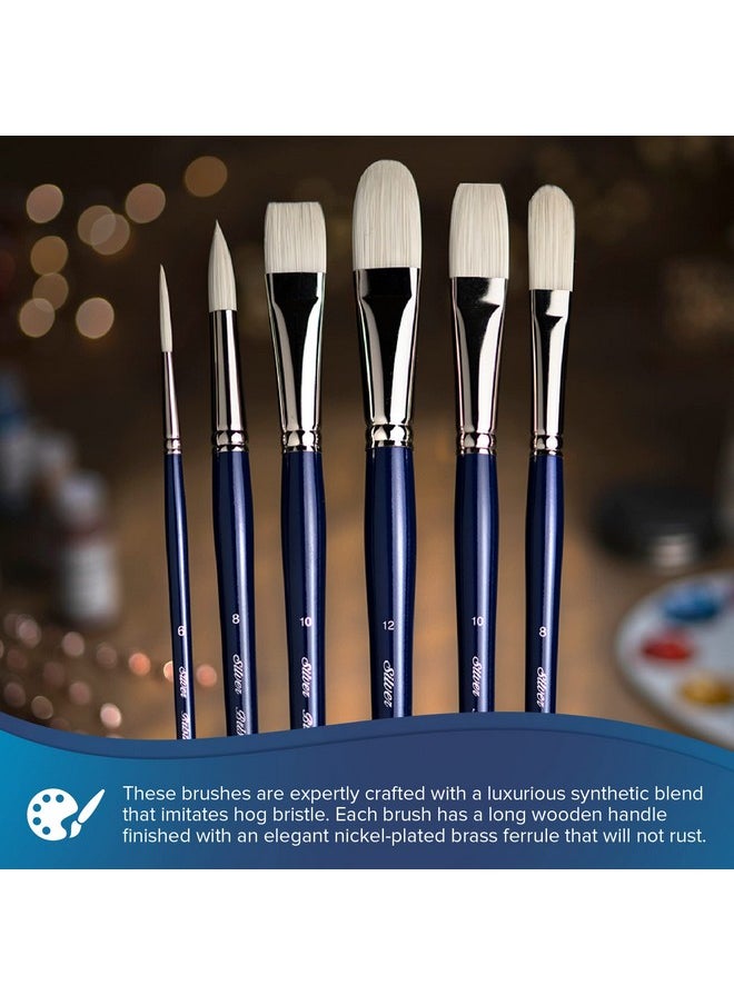Silver Brush Limited - 1900-8 Bristlon Round Paintbrush For Oil, Acrylic, And Heavy Body Paints, Size 8, Long Handle - Image 1