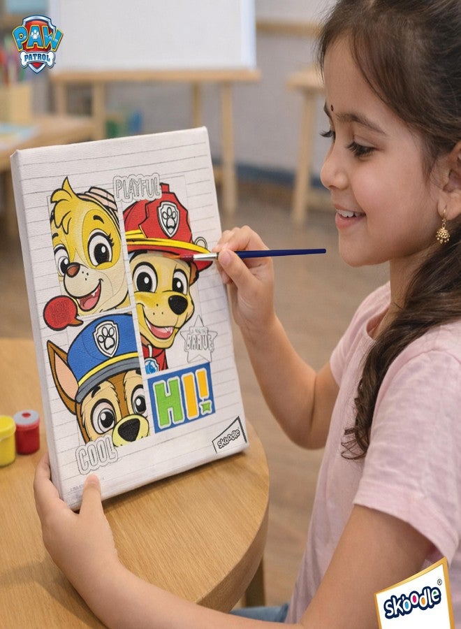 SKOODLE Set of 4 Colour Me Canvas Kit of Disney Princess, Paw Patrol, Minnie, My Little Pony, 4 Canvas, 6x8 Inch, 6 Tempera Colours, Brush and Palette with Each Canvas, Ages 3+ Years - Image 3
