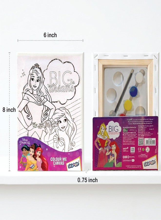 SKOODLE Set of 4 Colour Me Canvas Kit of Disney Princess, Paw Patrol, Minnie, My Little Pony, 4 Canvas, 6x8 Inch, 6 Tempera Colours, Brush and Palette with Each Canvas, Ages 3+ Years - Image 4