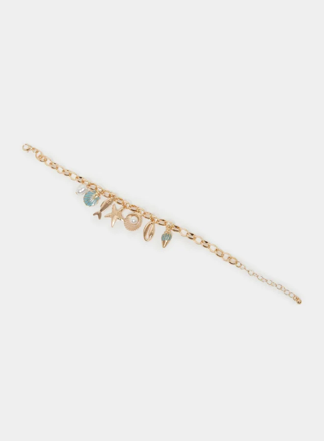 Styli  Gold Charm Anklet with Sea Life Pendants for Women | Best Price UAE