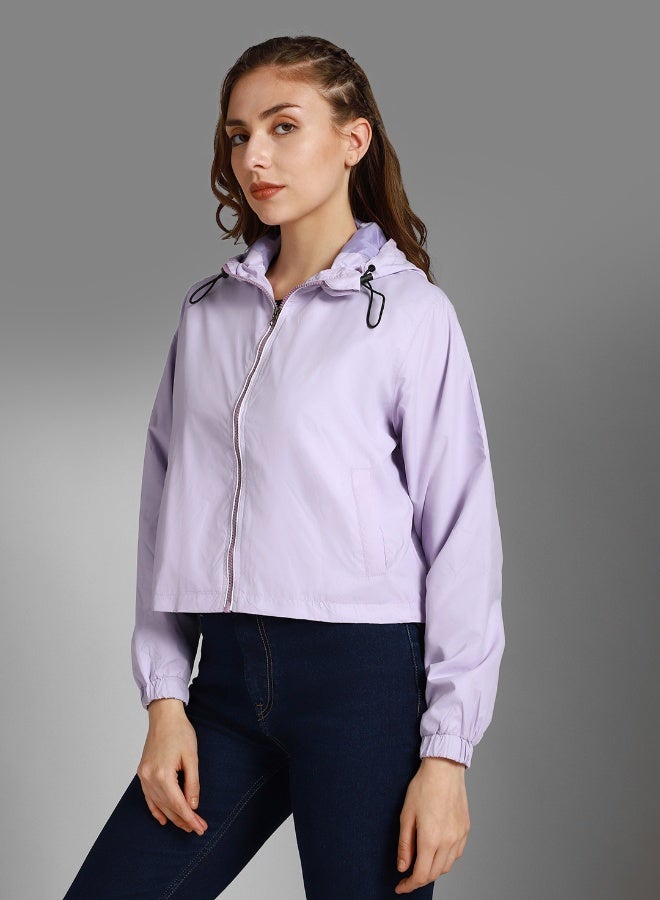 HIGH STAR Women's Mauve 100% Polyester Solid Pattern Regular Fit Jacket - Image 1