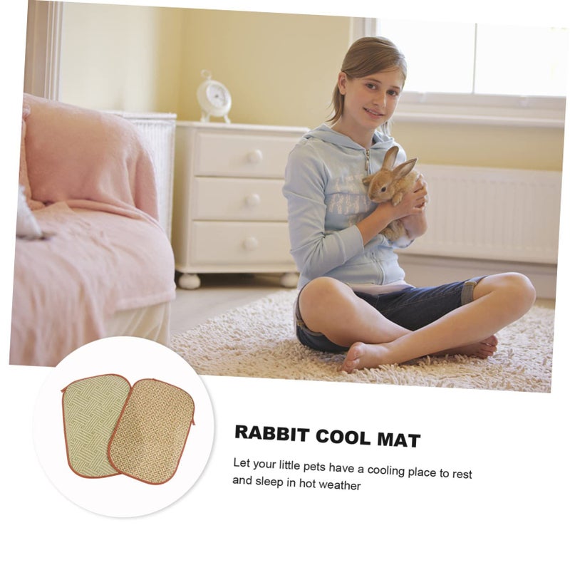 Rabbit Cooling Mat 2 Pcs Bunny Bedding Grass Pad for Guinea Pigs Hamster - Image 5