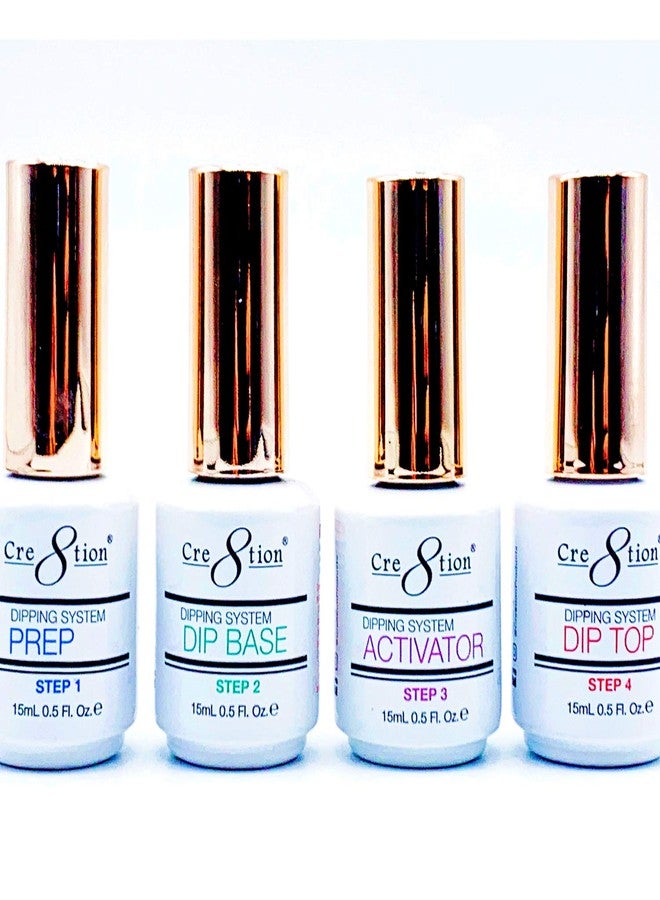 Cre8tion Creation Dip Powder Nail Kit Starter - Dip Powder Liquid Set (Step 1-4) Prep Bond, Activator, and Gel Top - Easy to Use, Perfection Manicure - Image 1