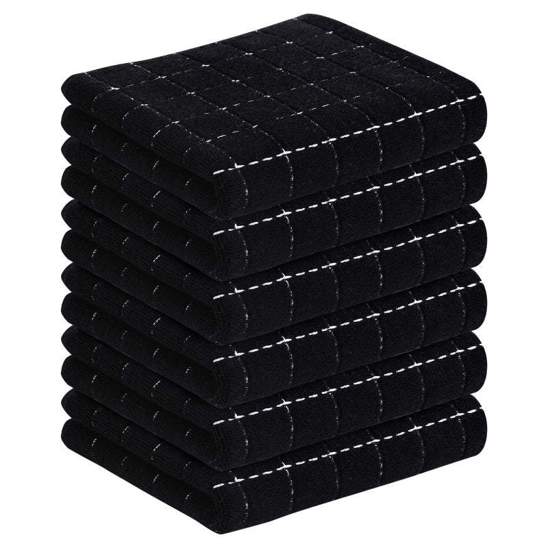 Homaxy 100 Cotton Terry Kitchen TowelsBlack 13 x 28 inches Checkered Designed Soft and Super Absorbent Dish Towels 6 Pack