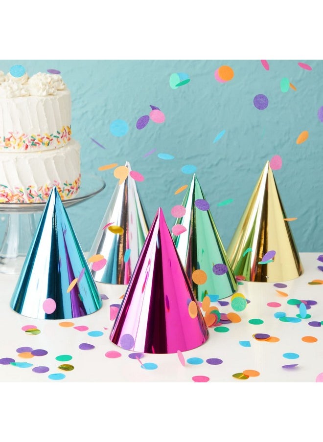 Blue Panda - 50 Pack Birthday Party Cone Hats For Kids And Adults, Bulk Set In 5 Colors (Metallic Blue/Green/Gold/Silver/Hot Pink) - Image 1