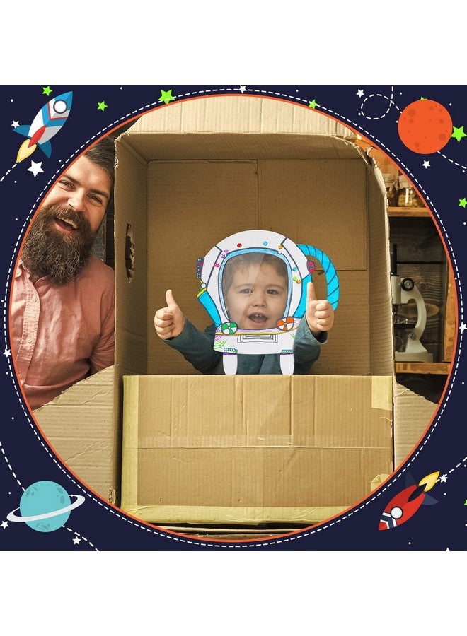 سراتي 10 قطع ملونة من خوذة رائد الفضاء الورقية الخاصة بك، خوذة رائد فضاء ورقية للحفلات، أقنعة ورقية فارغة، حرفية لأعياد الميلاد، قناع تنكر، حفلة إبداعية ذاتية الصنع - Image 2