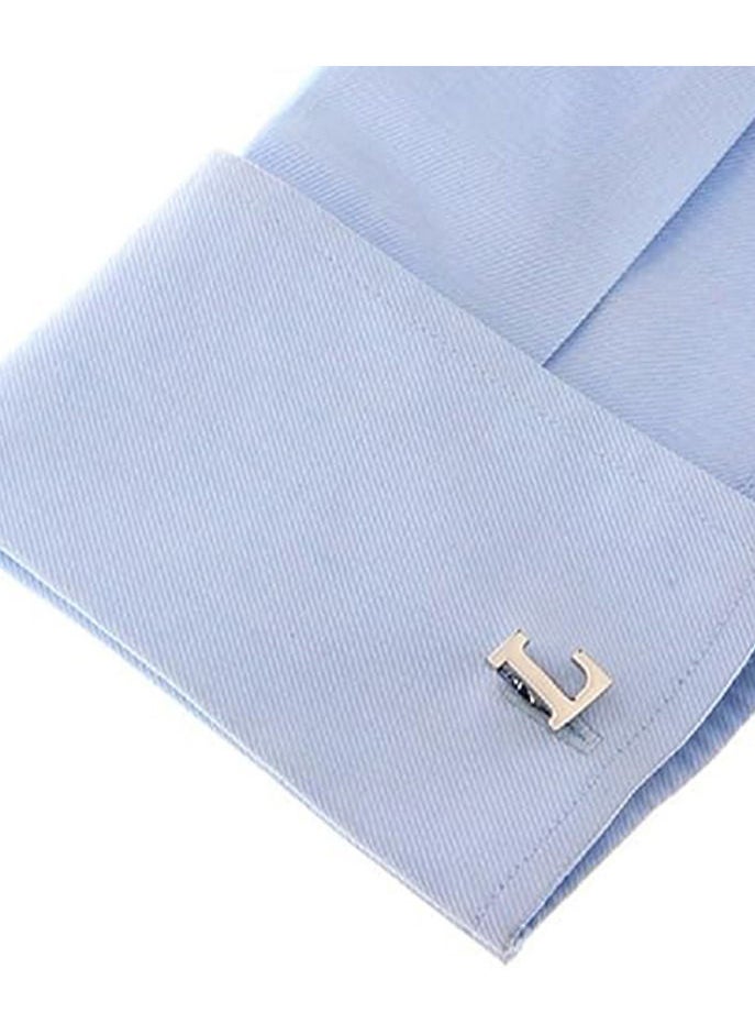 GROWSTEADY - Personalized Fashion English Letter L Shape Cufflinks Mens French Shirt Cufflinks For Wedding - Image 1