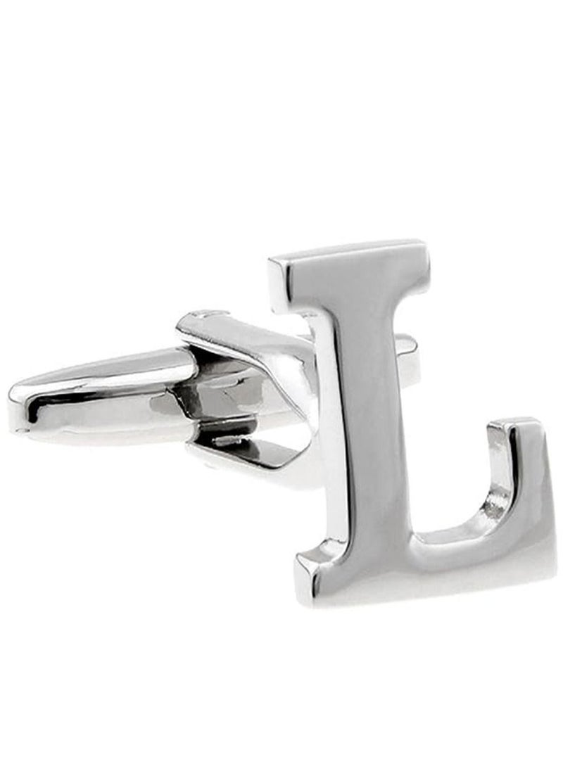 GROWSTEADY - Personalized Fashion English Letter L Shape Cufflinks Mens French Shirt Cufflinks For Wedding - Image 1