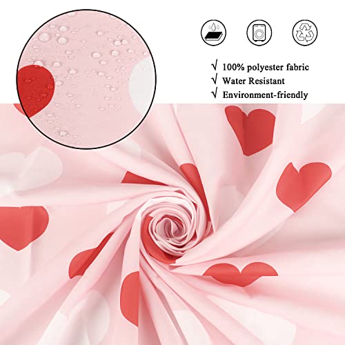 GCIREC Valentine's Day Shower Curtain, Weighted Bottom Romantic Love Theme Pink and Red Little Heart Fabric Bathroom Curtain Home Decor Waterproof Washable with 12 Hooks,72"x72" - Image 4