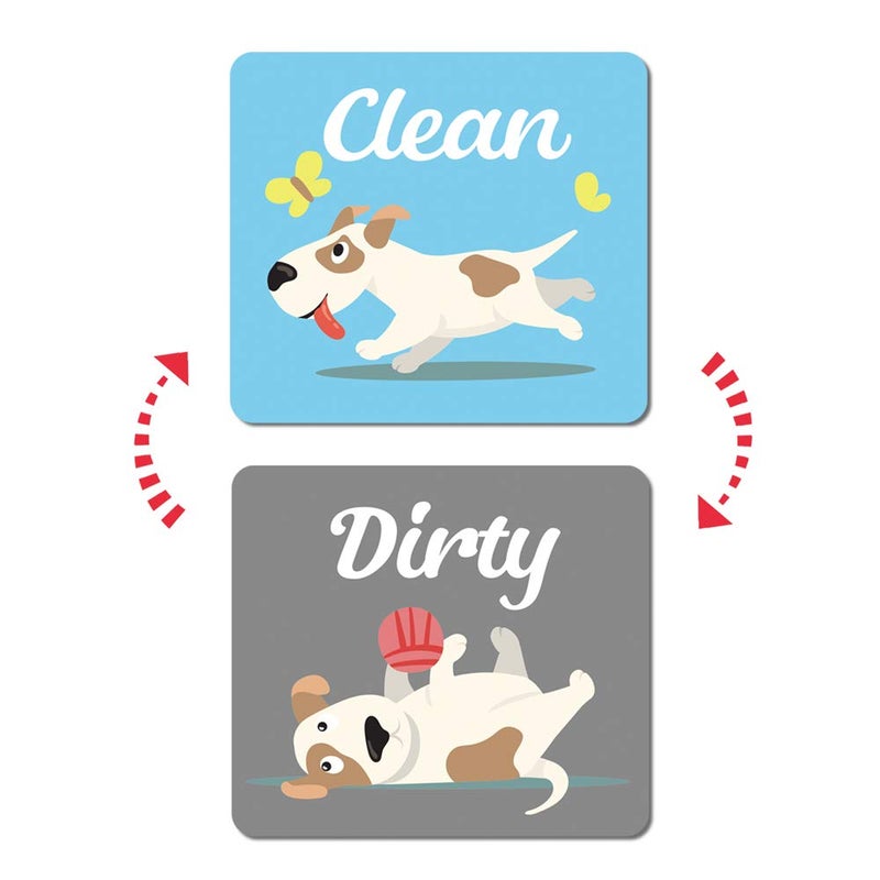 Umtiti 15mm Thick Clean Dirty Sign Magnet for Dishwasher Laundry Machine Refrigerator Reversible Kitchen Dish Washer Sign Double Sided With Bonus Magnetic Plate Dog