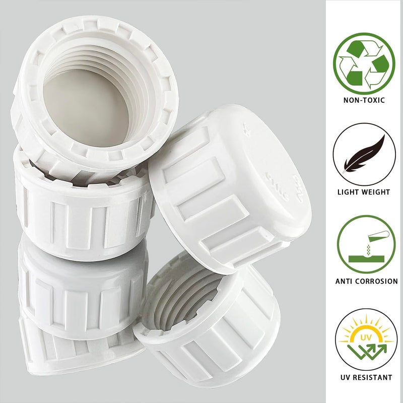 FOJOO 12PCS 1/2" PVC Sprinkler Cap, End Female Thread Pipe Plug Adapter for Irrigation, DIY Projects,Sprinkler Head Cap, Water Line, Plumbing Repair, Compatible with Rainbird Systems(1/2" BSPT Thread) - Image 3