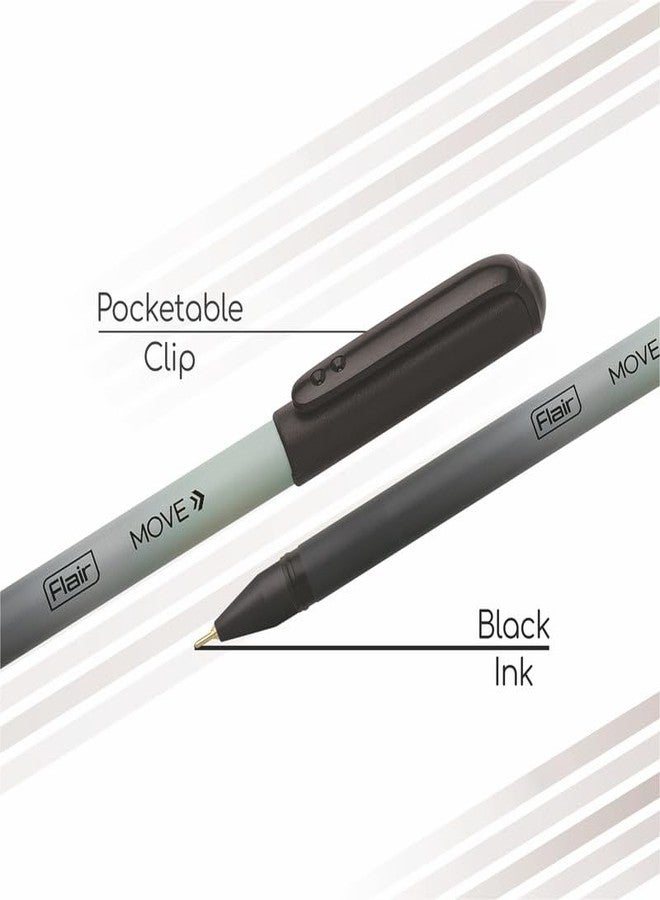 FLAIR Move Fine Tip Ball Pen | Minimalistic & Aesthetic Matt Finish Pastel Color Body | Effortless Writing With Sleek Clip Design | Black Ink, Pack Of 10 - Body Color May Vary - Image 3