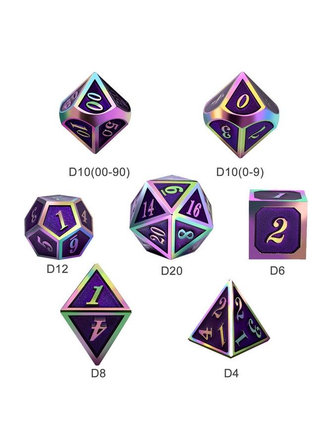 DNDND Purple Metal Dice Set D&D, Dndnd 7 Die Enamel Polyhedral Dnd Dice Set With Metal Tin For Dungeons And Dragons And Role Playing Game - Image 4