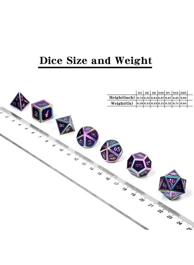 DNDND Purple Metal Dice Set D&D, Dndnd 7 Die Enamel Polyhedral Dnd Dice Set With Metal Tin For Dungeons And Dragons And Role Playing Game - Image 5