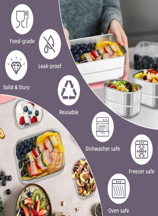 HaWare Stainless Steel Lunch Box for Kids, Leak Proof Food Storage Containers with Silicone Lids, Easy Open Bento Box for School and Daycare, Portable Metal Snack Box, Dishwasher Safe (8oz*2+25oz) - Image 4