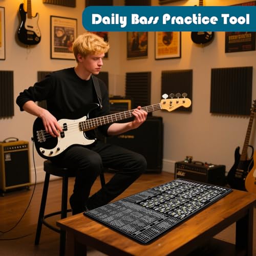 Enjoyard 4 String Bass Guitar Practice Mat Bass Theory Mat with Fretboard Notes Bass Guitar Chord Notes Interval Knowledge Chord Formula Knowledge Theory for Bass Beginner Enthusiasts - Image 3