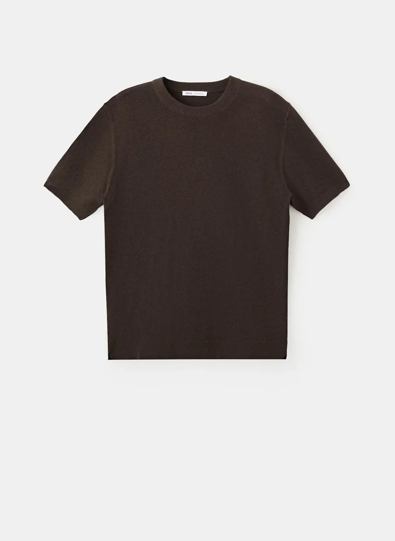 Mango Man 30-MARRON Regular-Fit Knit T-Shirt for Men | Best Price UAE