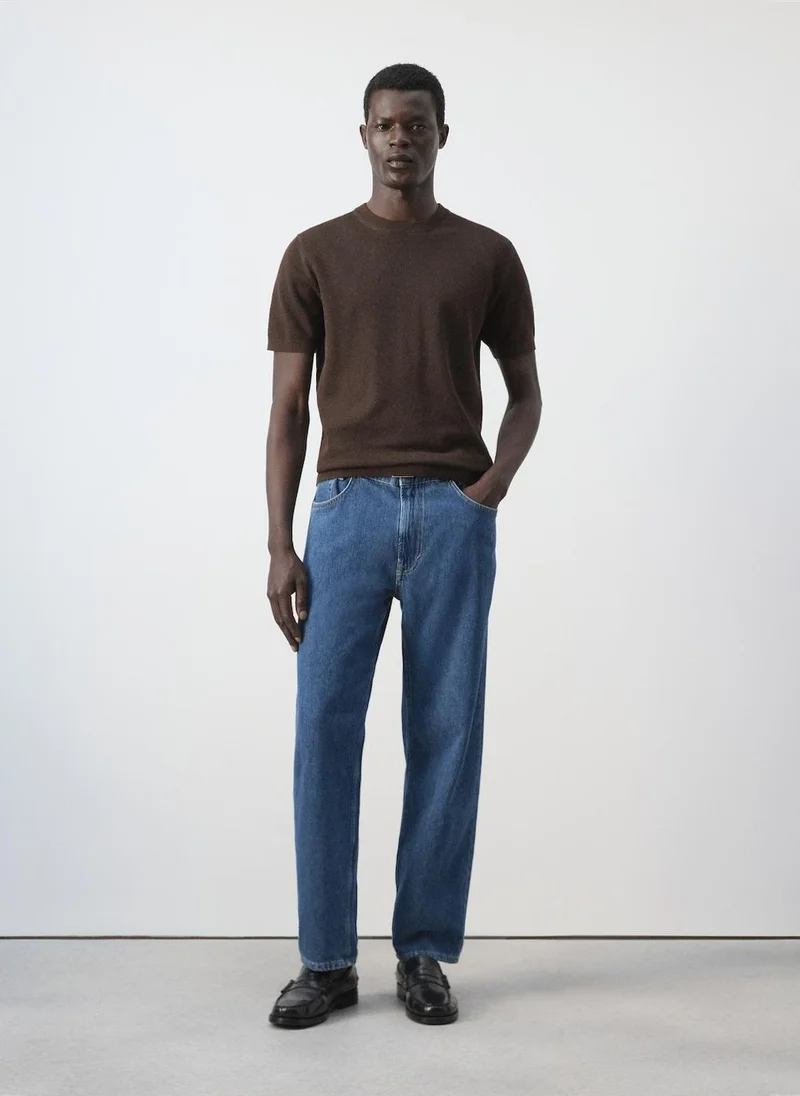 Mango Man 30-MARRON Regular-Fit Knit T-Shirt for Men | Best Price UAE